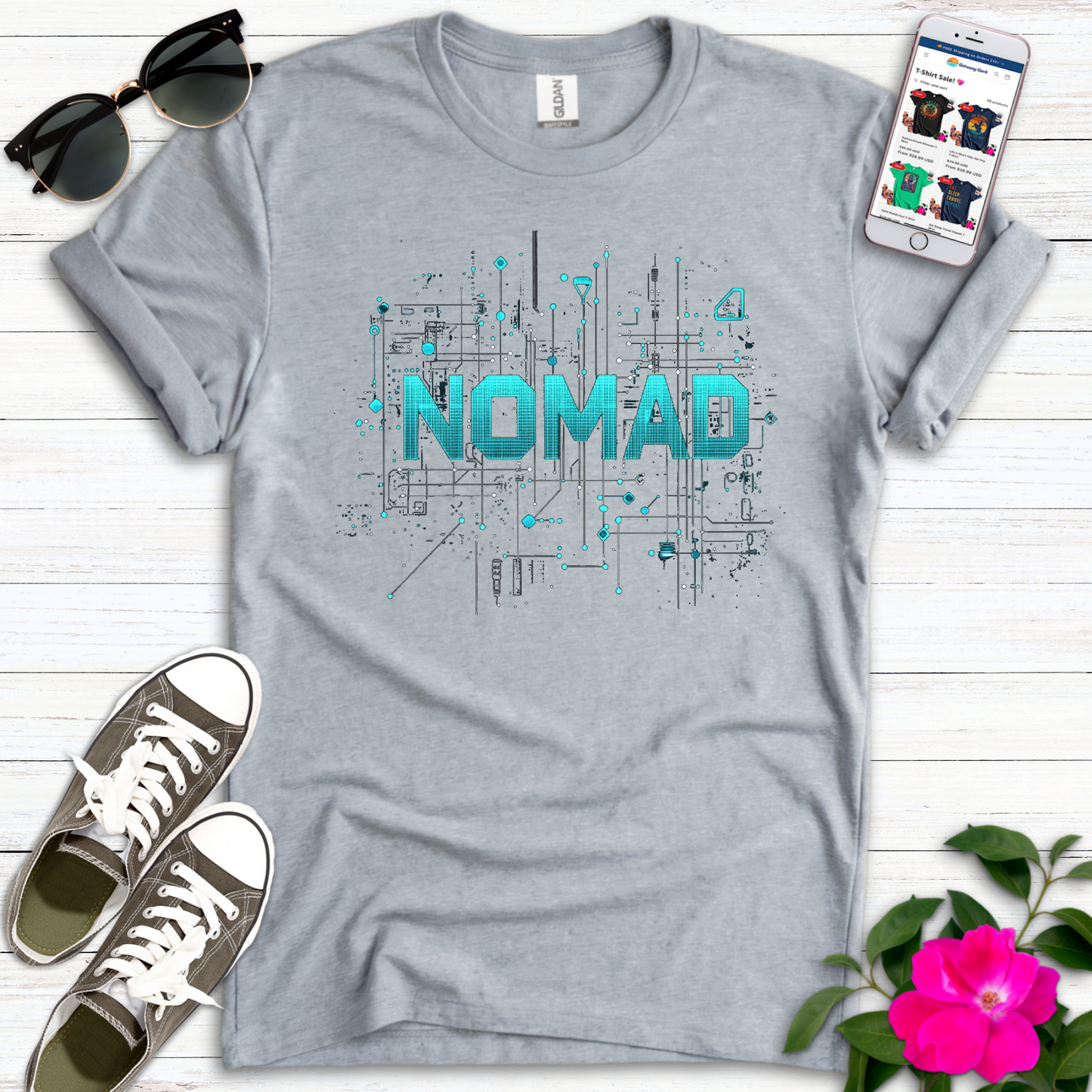 Electric Blue Digital Nomad T-Shirt
