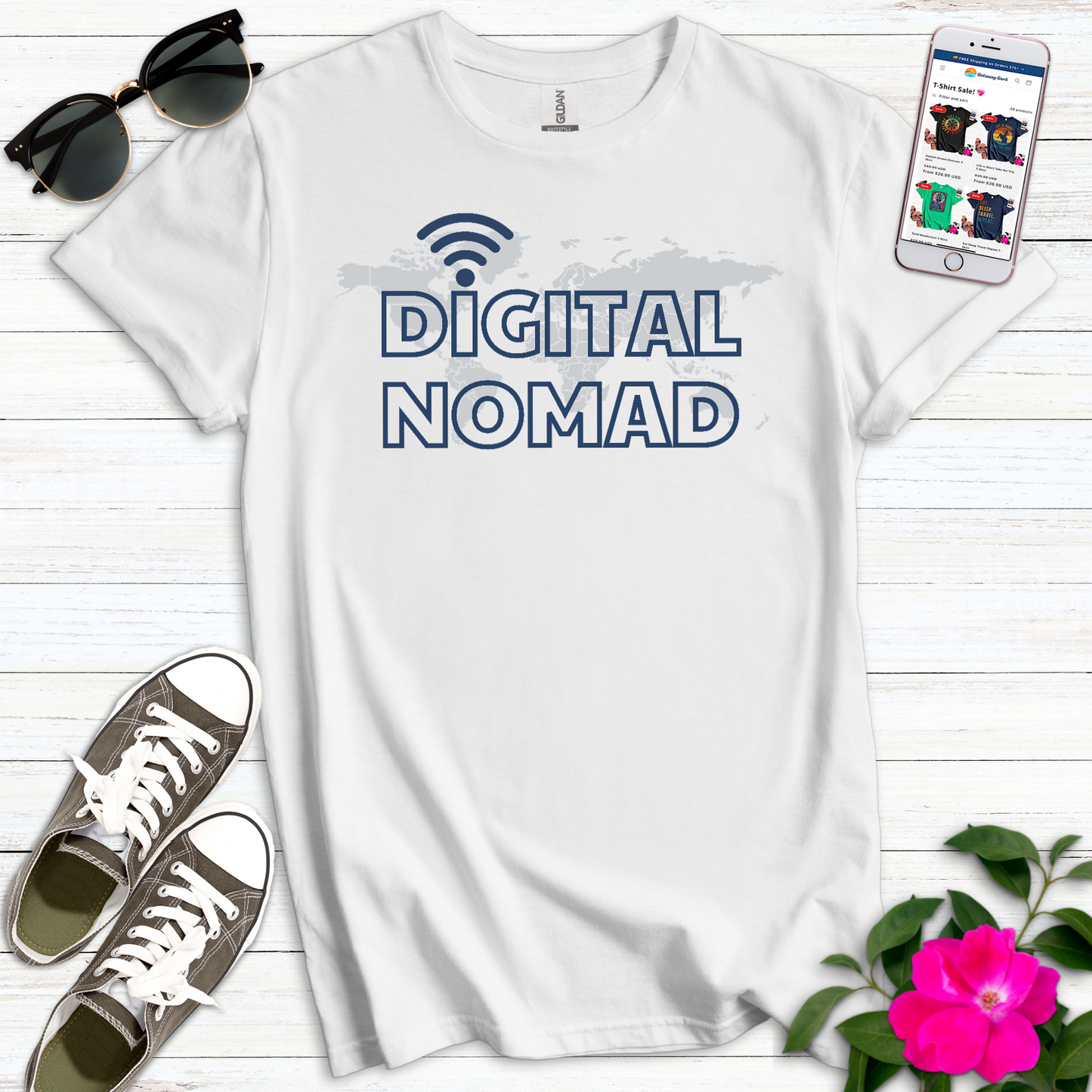 Digital Nomad World Map T-Shirt