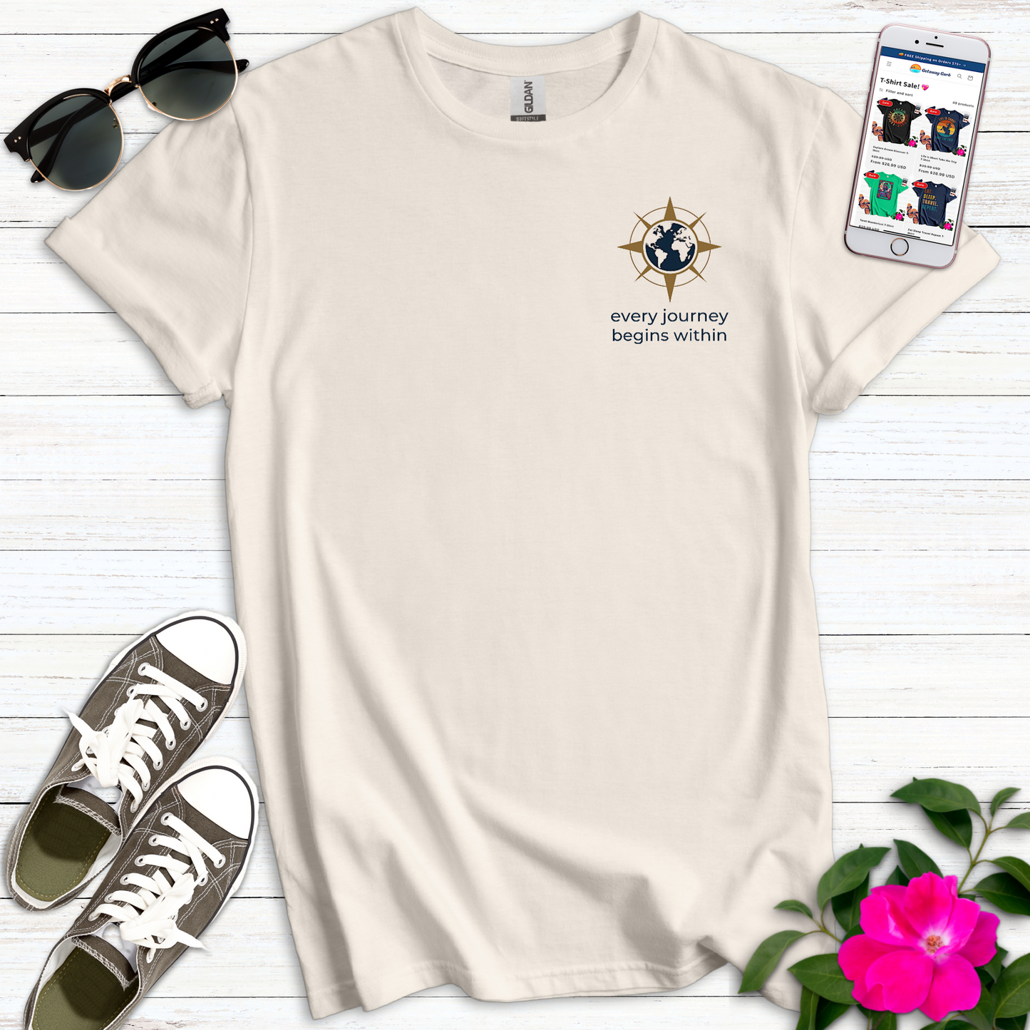 Journey Begins Within - Minimalist Pocket Design T-Shirt