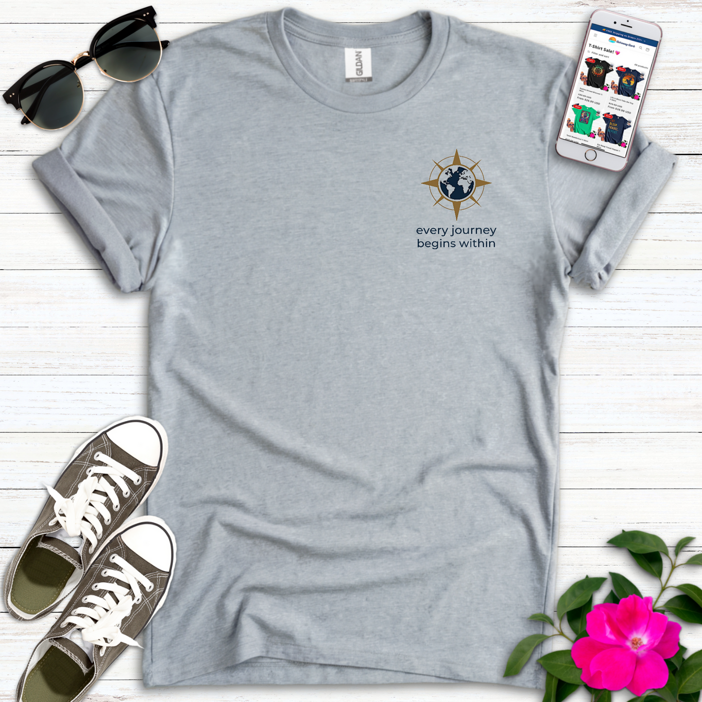 Journey Begins Within - Minimalist Pocket Design T-Shirt