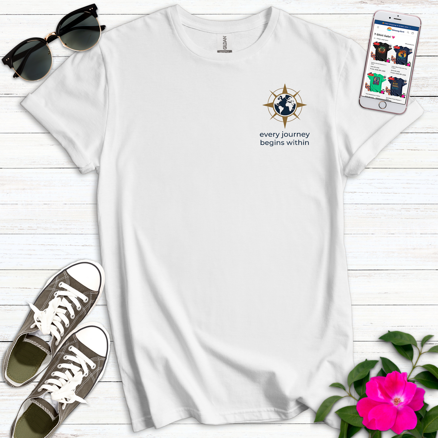 Journey Begins Within - Minimalist Pocket Design T-Shirt