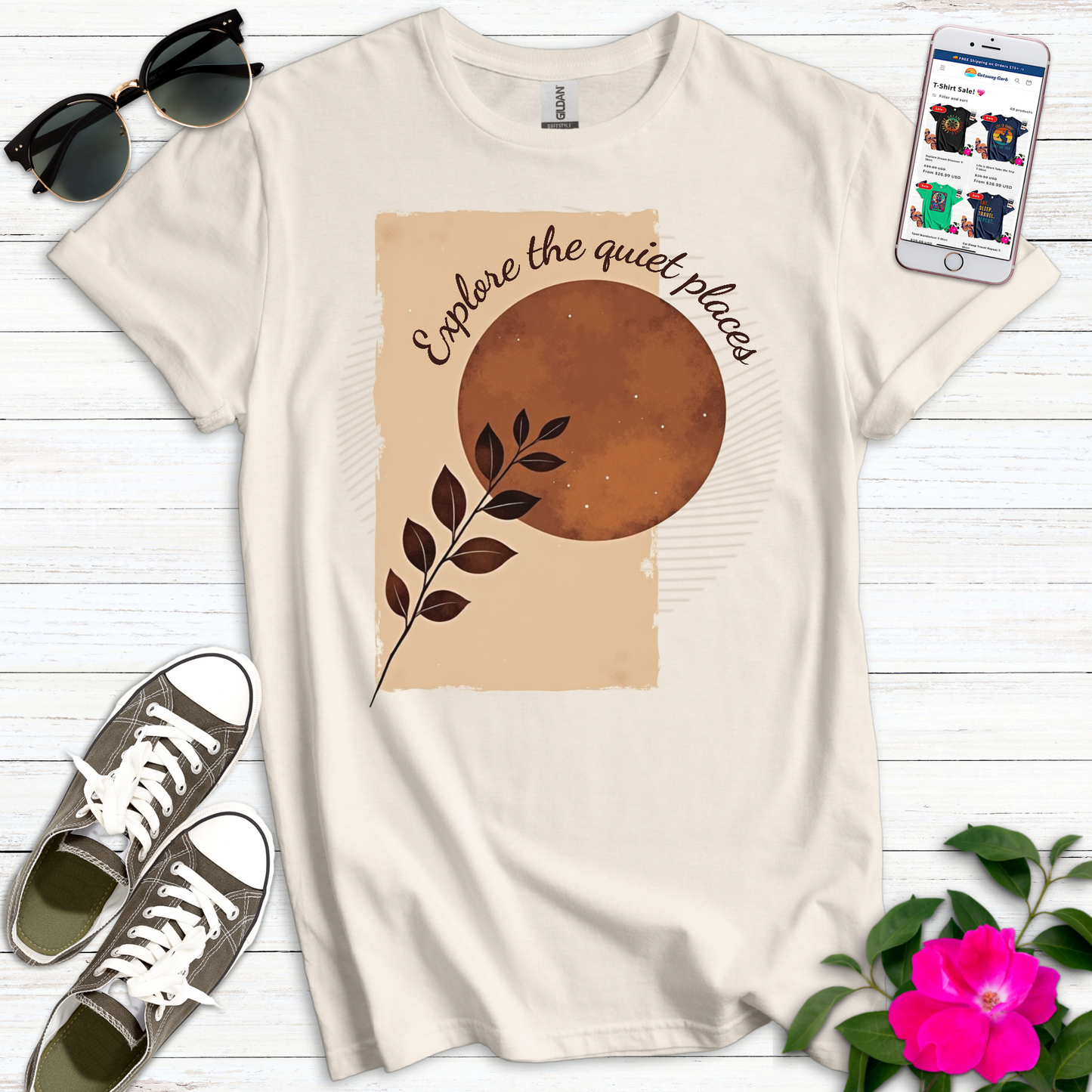 Minimalist Boho Quiet Places T-Shirt