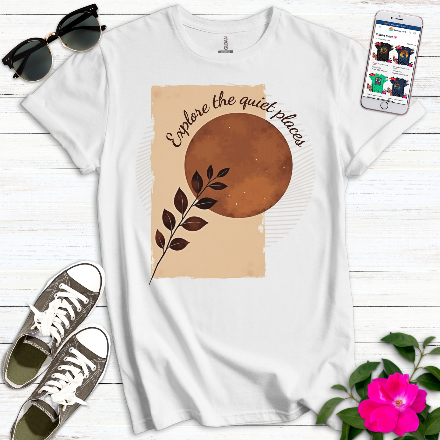 Minimalist Boho Quiet Places T-Shirt