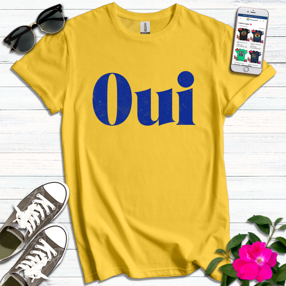 Distressed Blue Oui T-Shirt