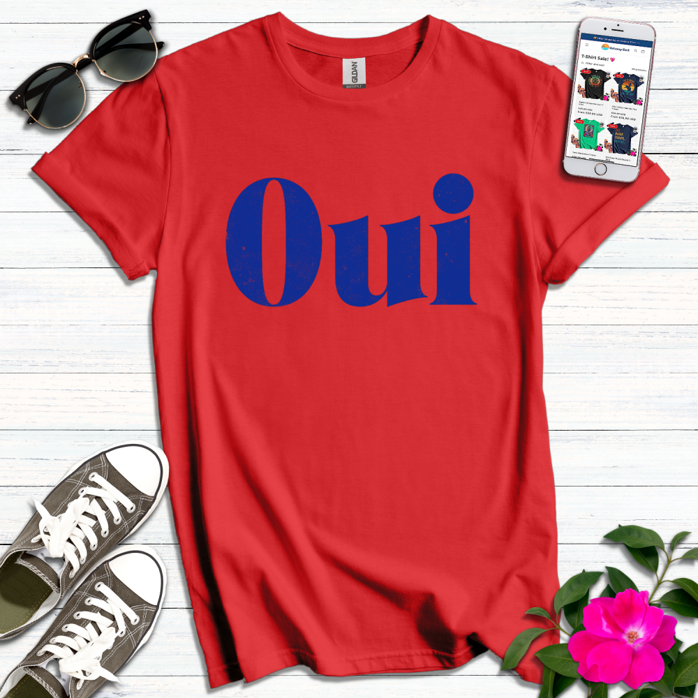 Distressed Blue Oui T-Shirt