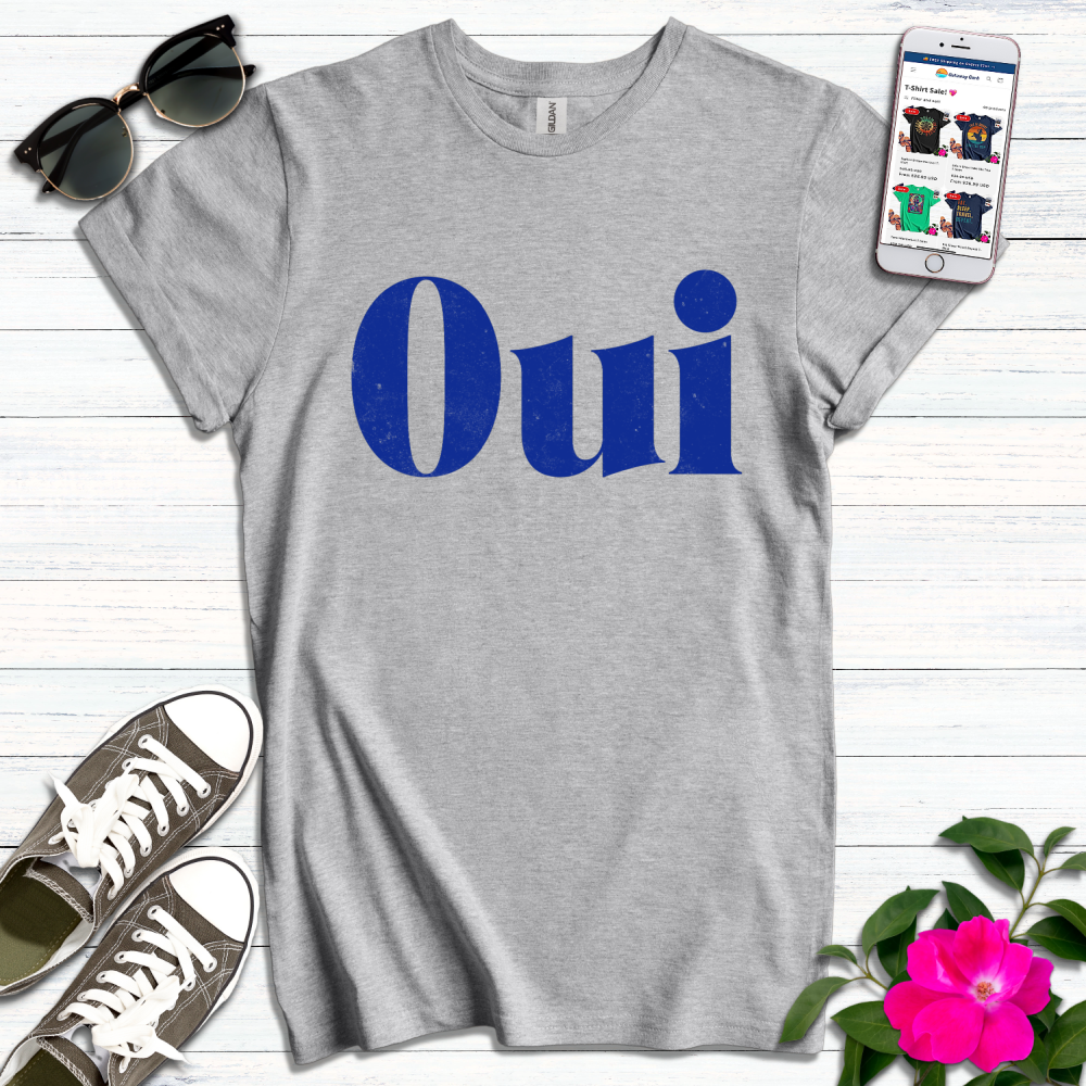 Distressed Blue Oui T-Shirt