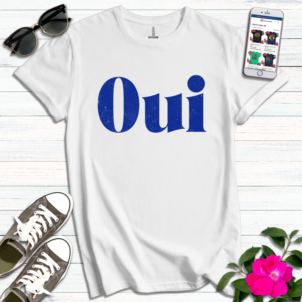 Distressed Blue Oui T-Shirt