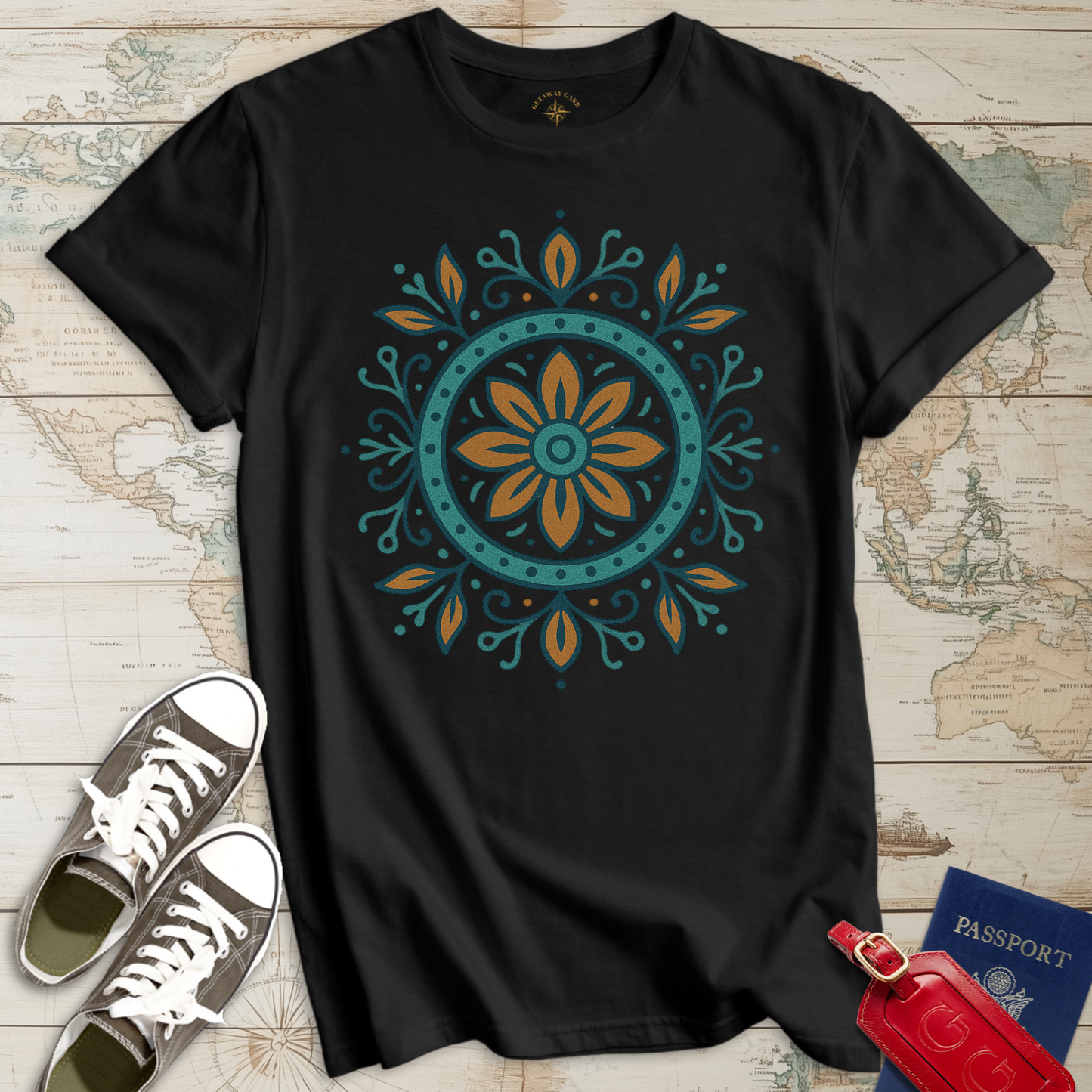 Boho Floral Compass T-Shirt