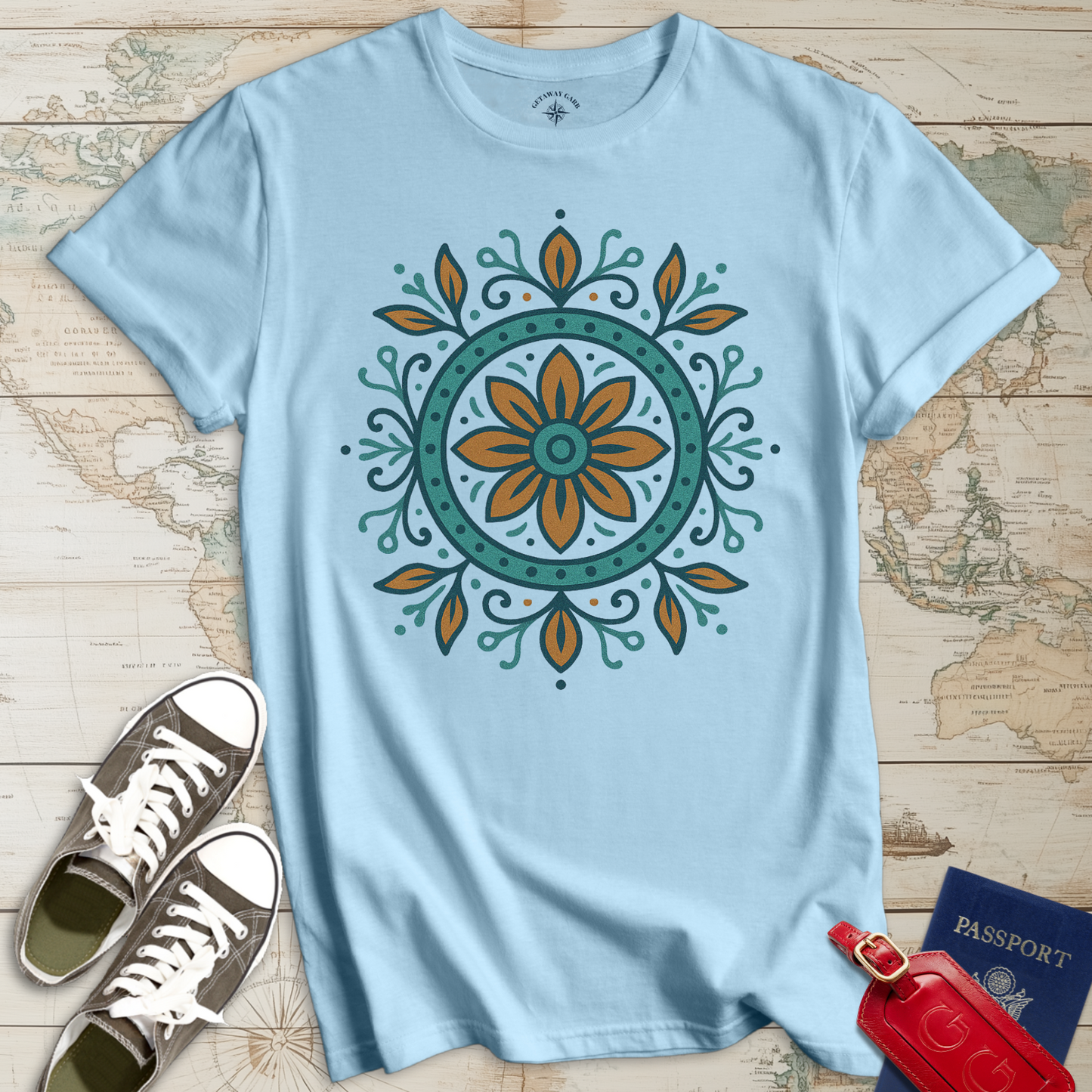 Boho Floral Compass T-Shirt