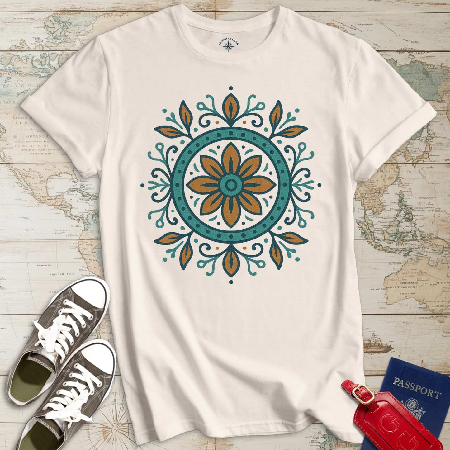 Boho Floral Compass T-Shirt