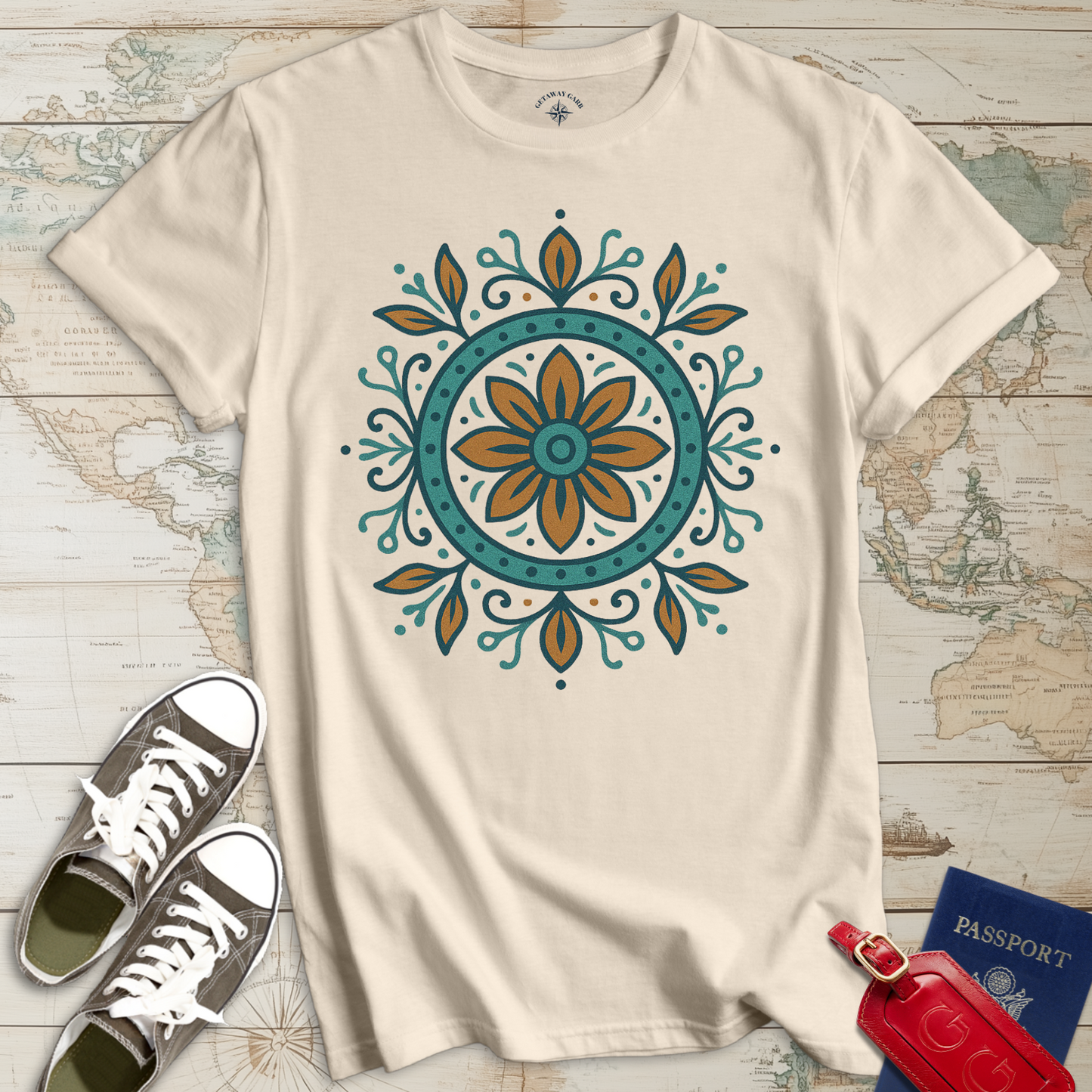 Boho Floral Compass T-Shirt