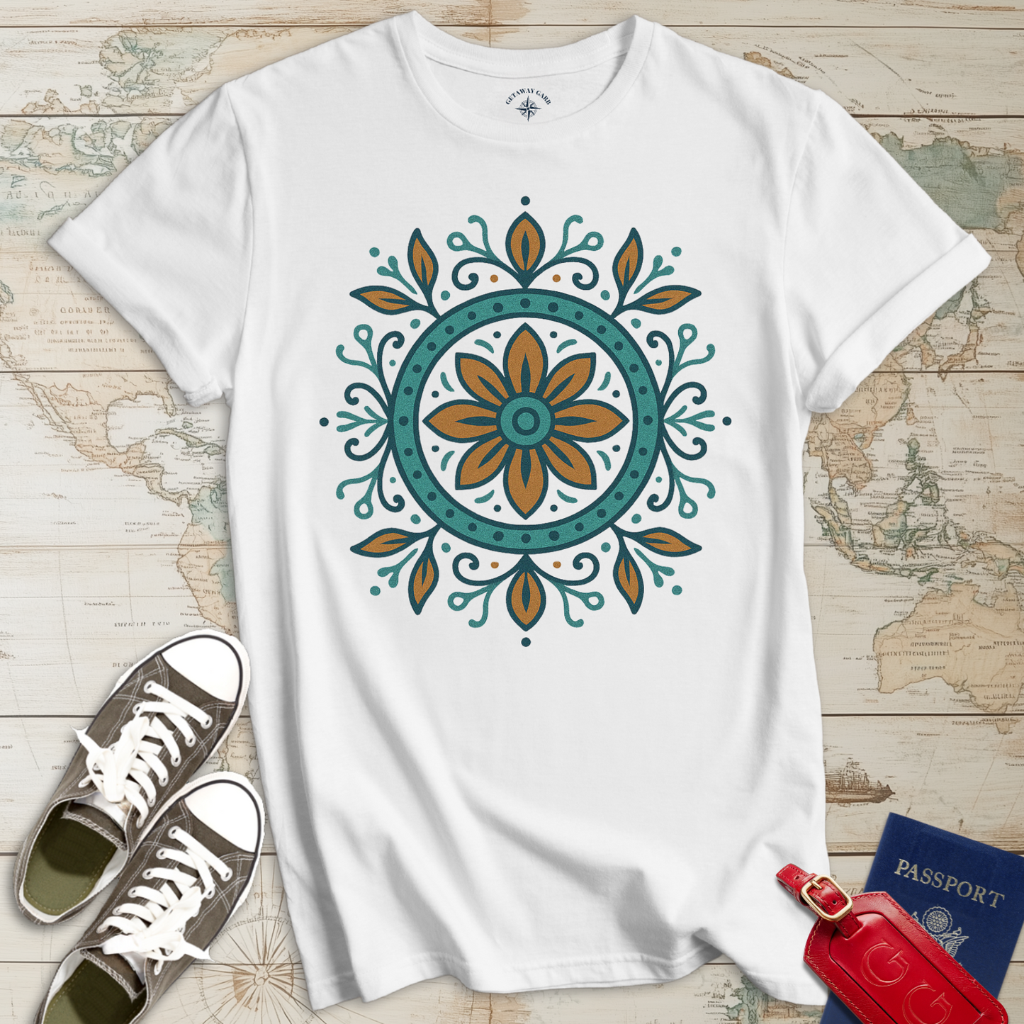 Boho Floral Compass T-Shirt