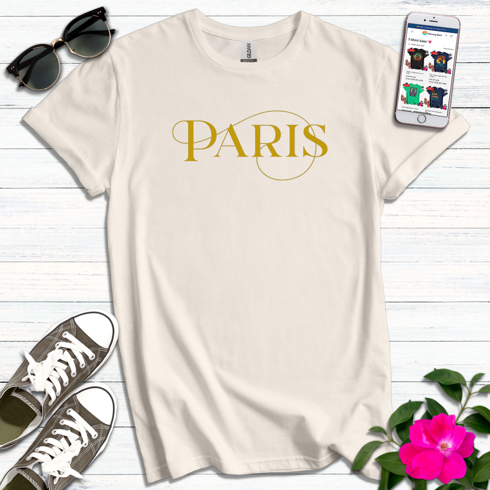 Paris Gold Typography T-Shirt