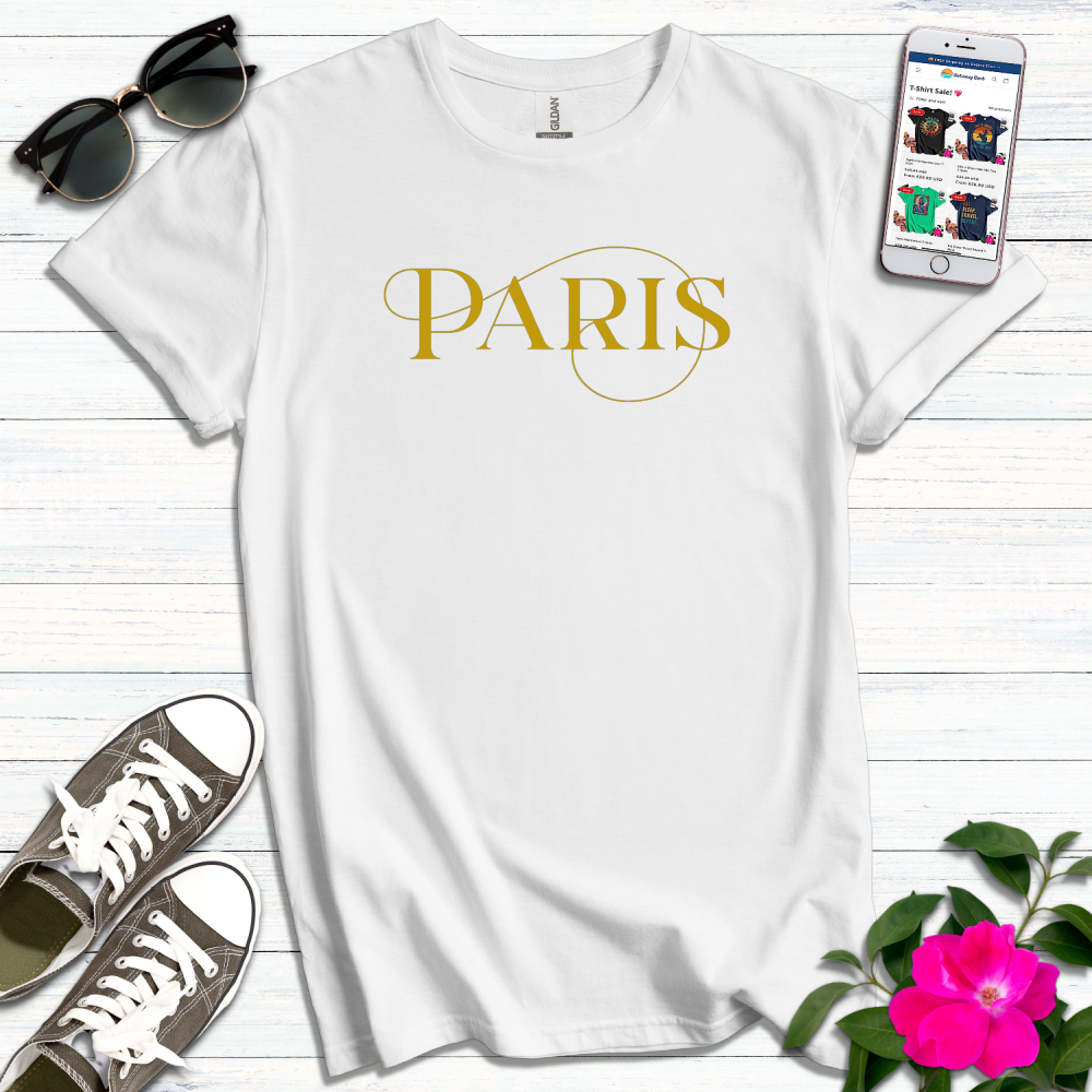 Paris Gold Typography T-Shirt