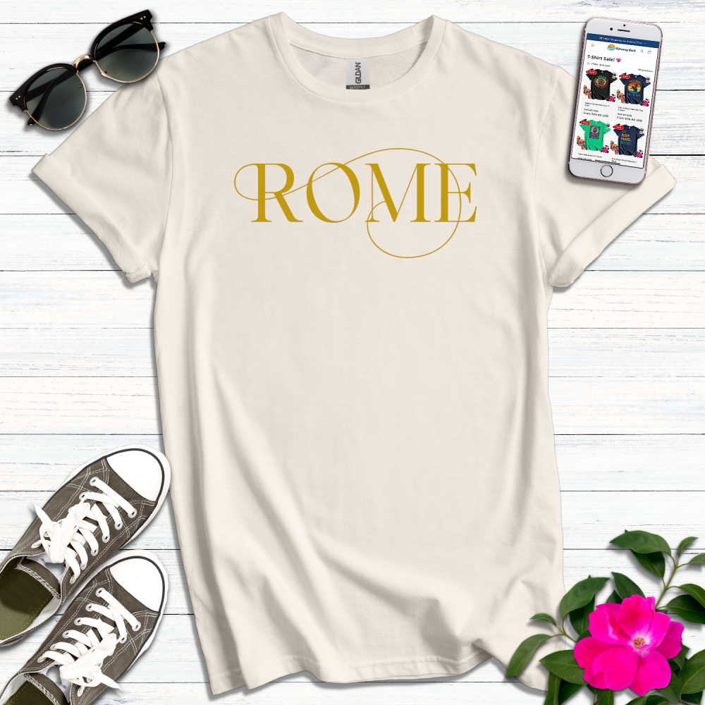Rome Gold Typography T-Shirt