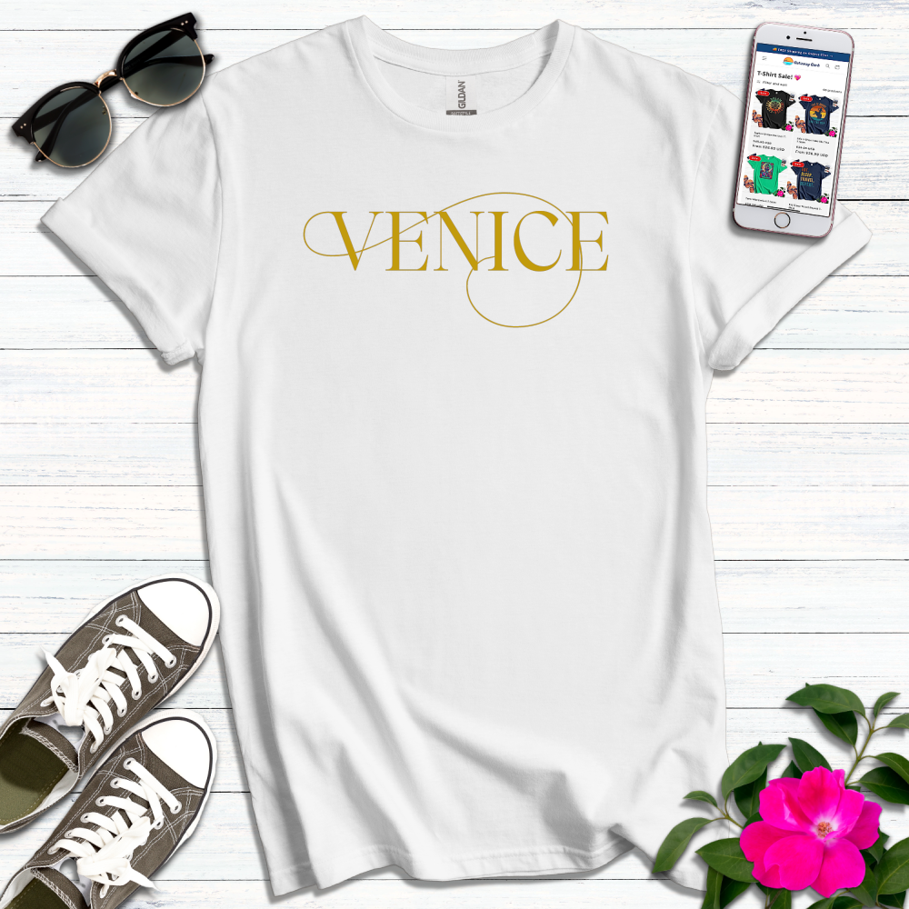 Venice Gold Typography T-Shirt