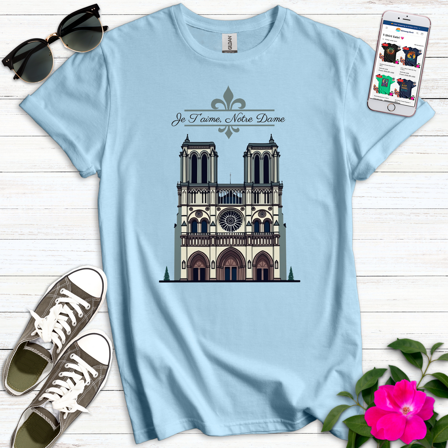 Je T'aime Notre Dame T-Shirt