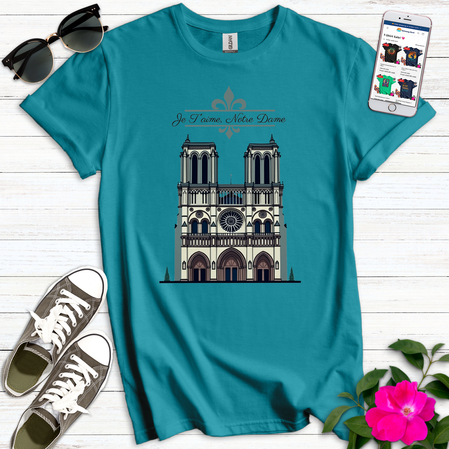 Je T'aime Notre Dame T-Shirt
