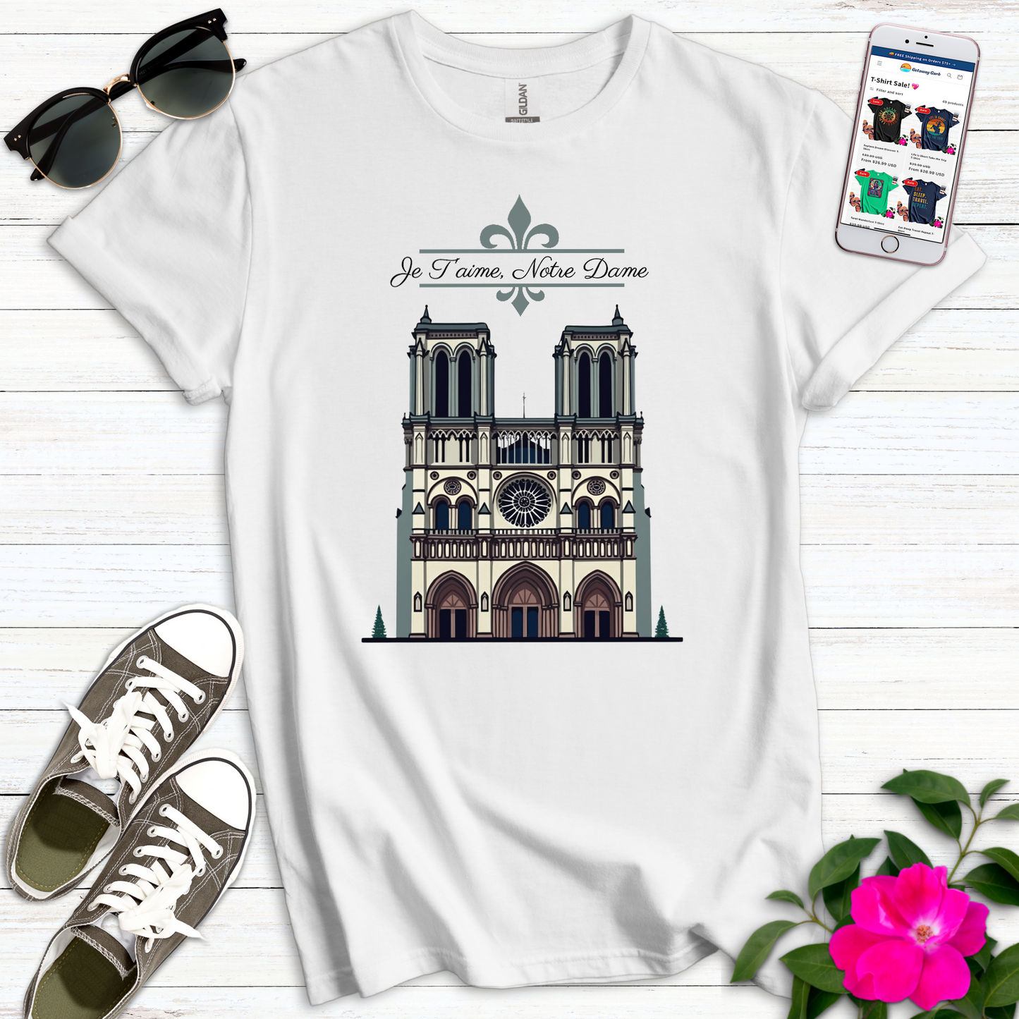 Je T'aime Notre Dame T-Shirt