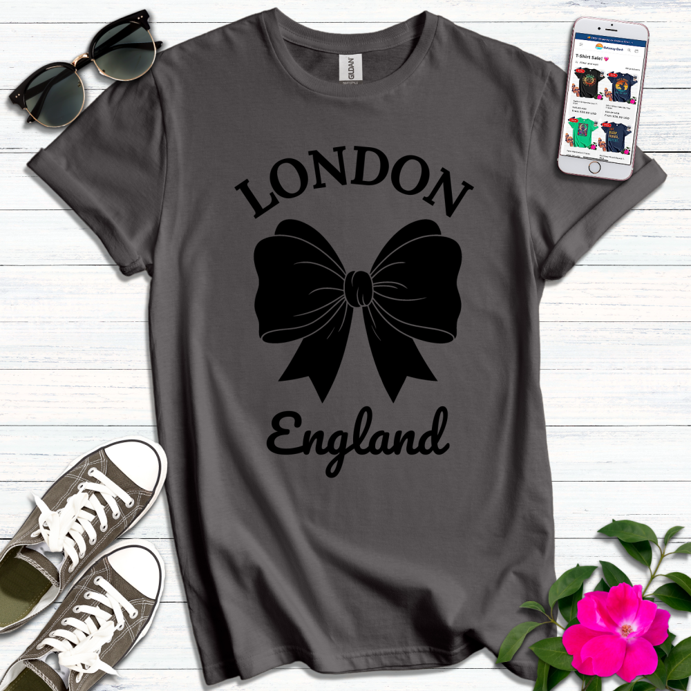 London England Black Bow T-Shirt