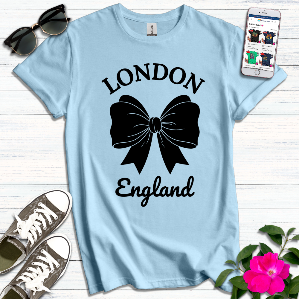 London England Black Bow T-Shirt