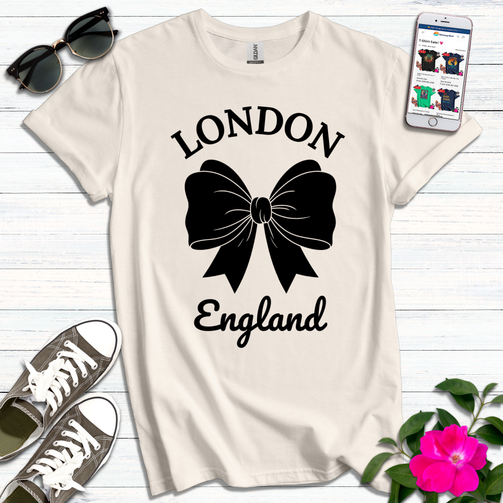 London England Black Bow T-Shirt