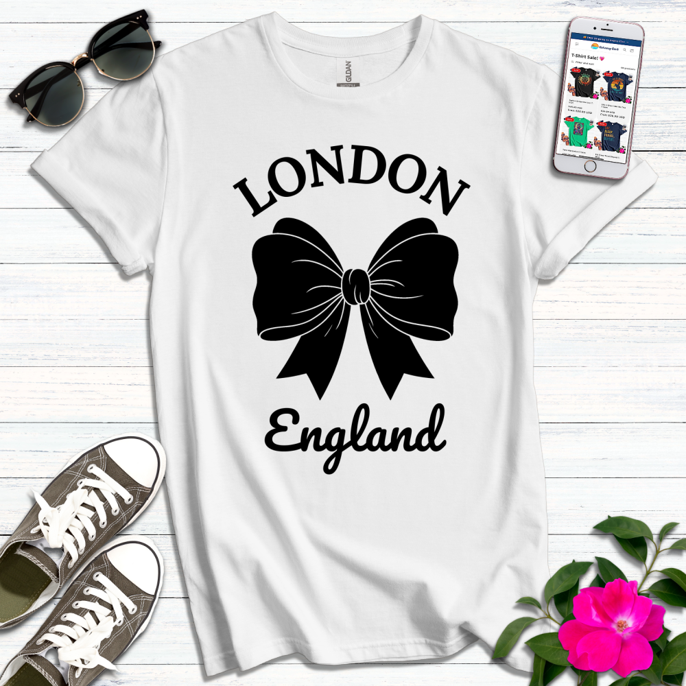 London England Black Bow T-Shirt