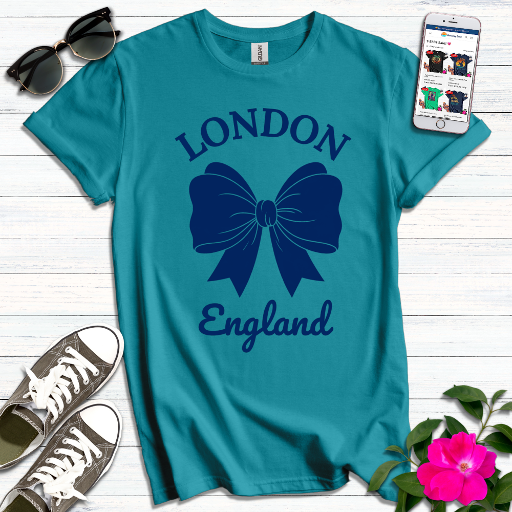 London England Blue Bow T-Shirt