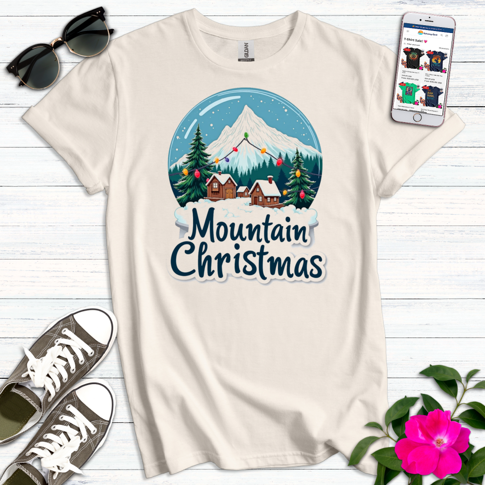 Mountain Christmas Snowglobe T-Shirt