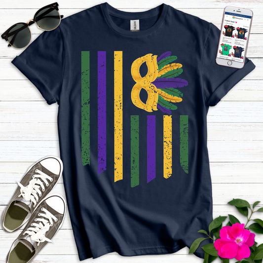 Mardi Gras Flag Mask T-Shirt