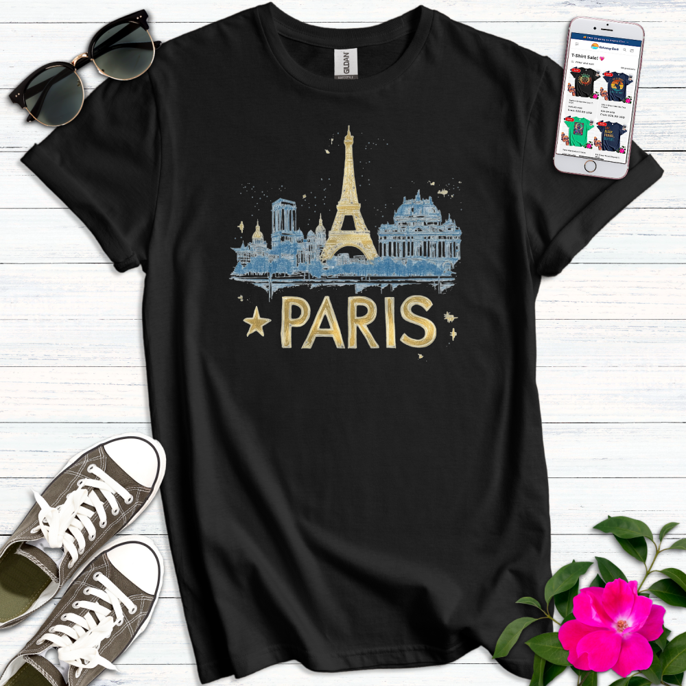 Eiffel in Love Paris Gold T-Shirt