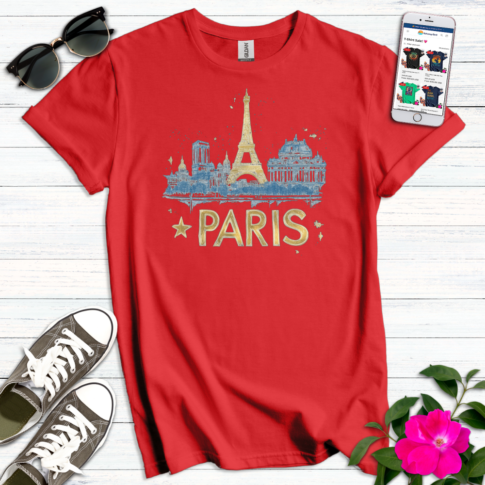 Eiffel in Love Paris Gold T-Shirt