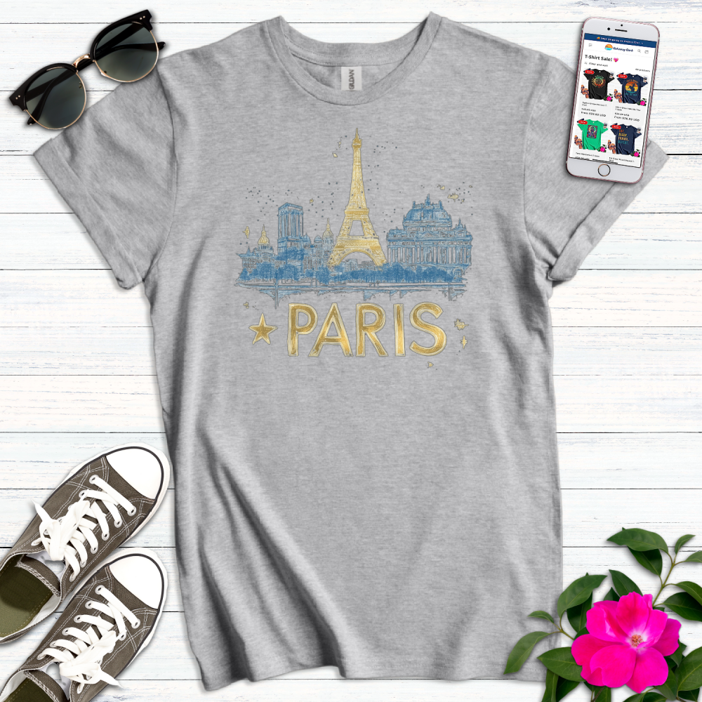 Eiffel in Love Paris Gold T-Shirt