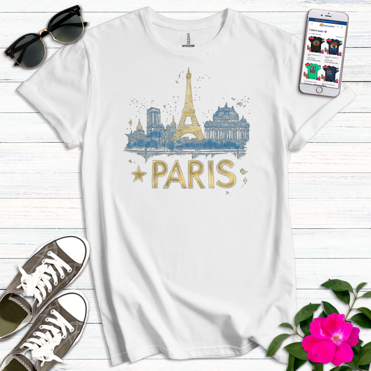 Eiffel in Love Paris Gold T-Shirt