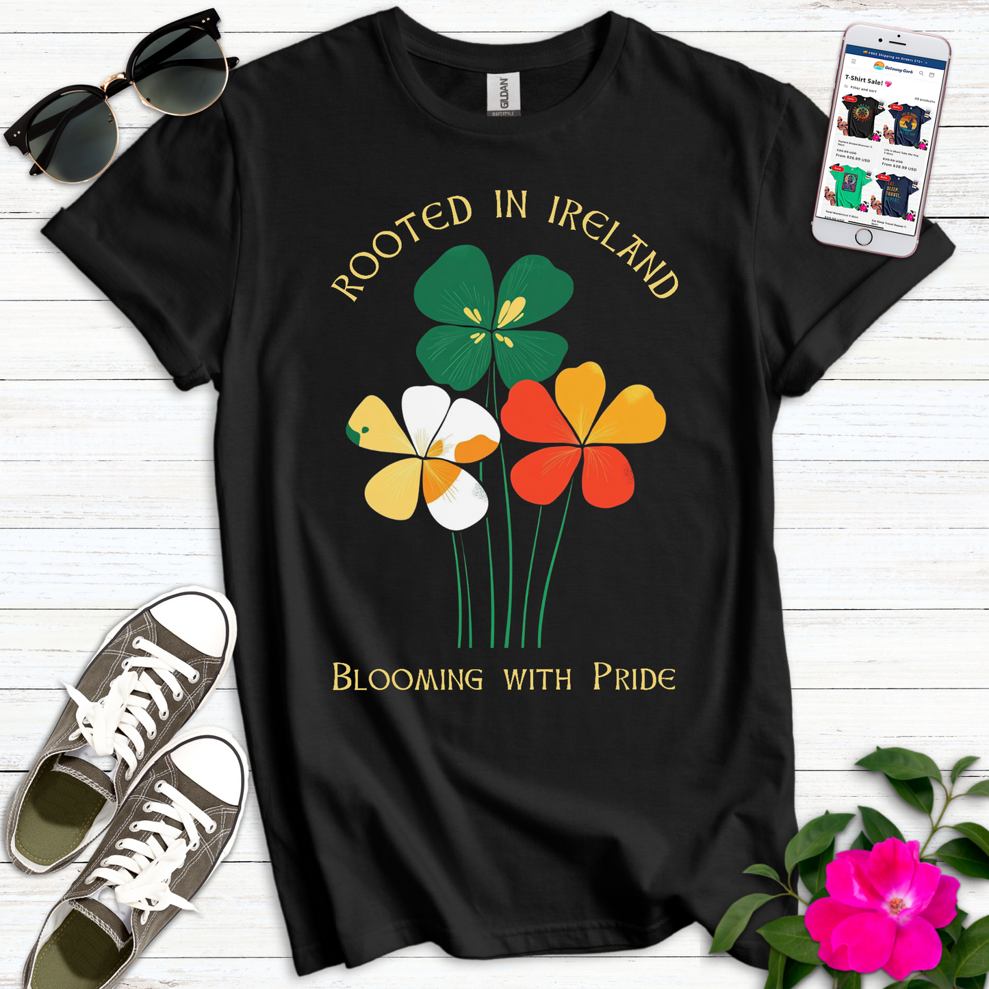 Rooted in Ireland Flower T-Shirt