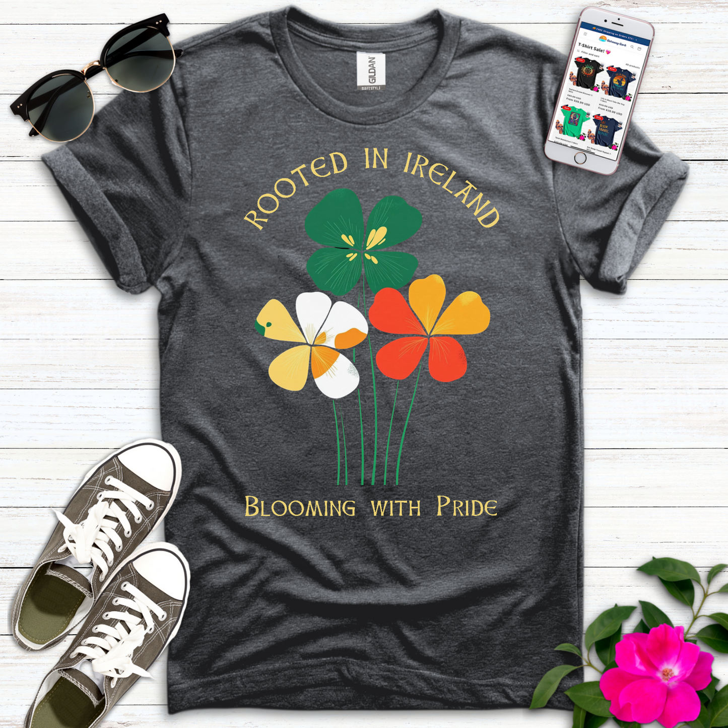 Rooted in Ireland Flower T-Shirt