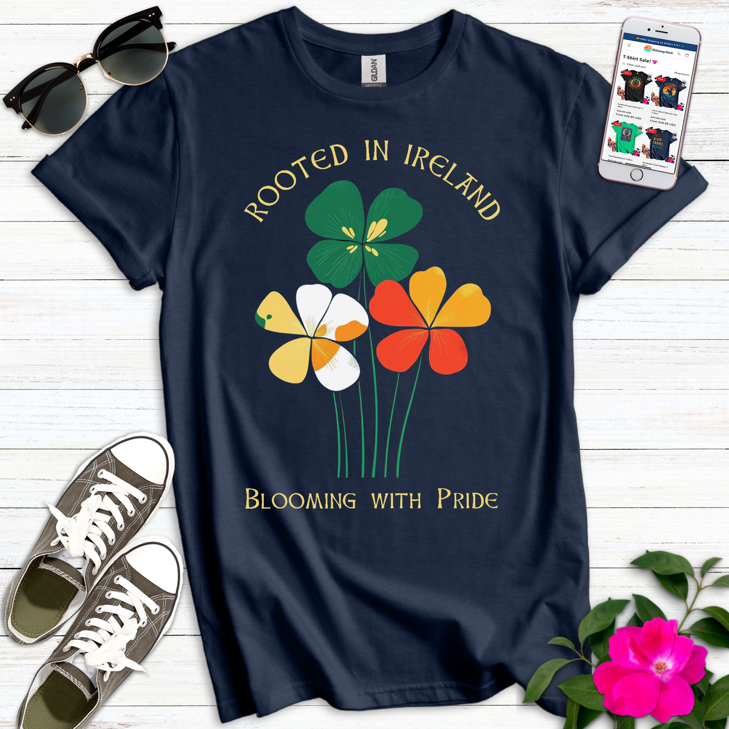 Rooted in Ireland Flower T-Shirt