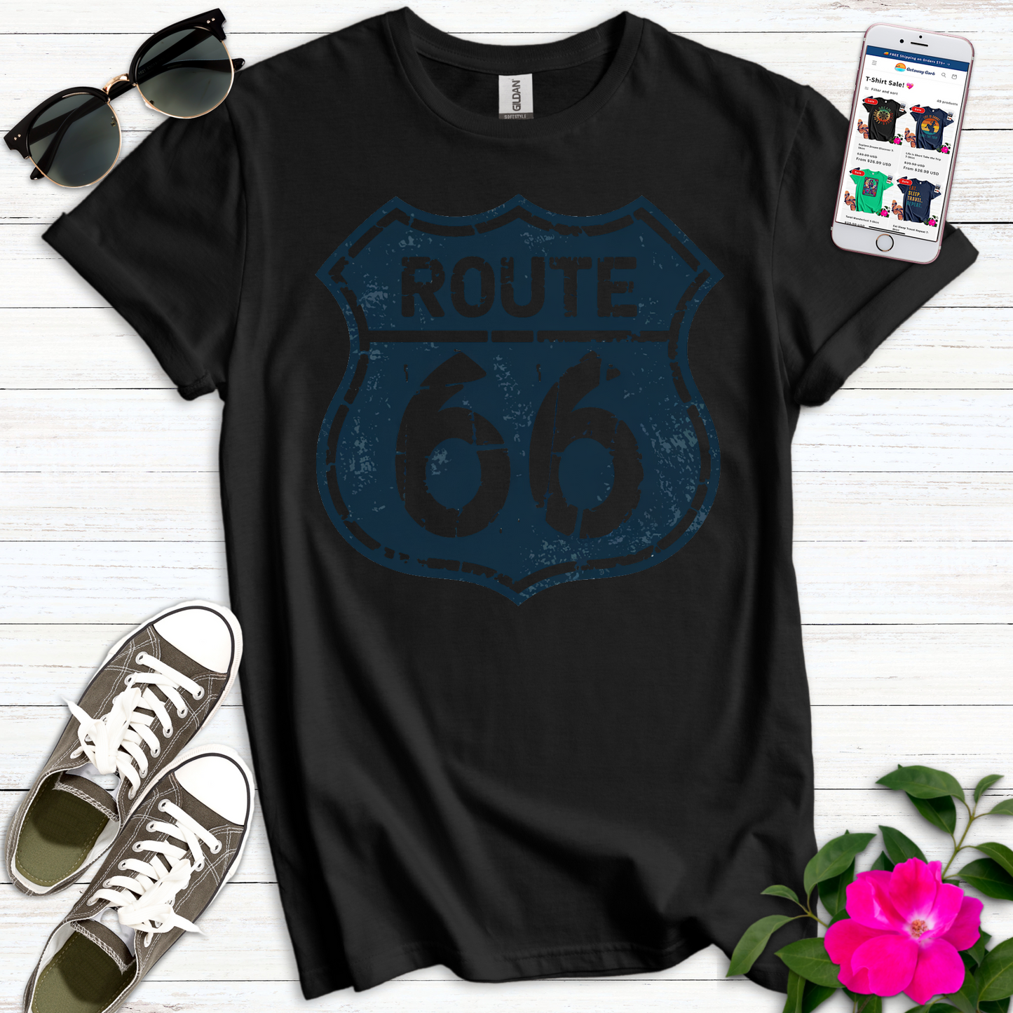 Route 66 Vintage Blues T-Shirt