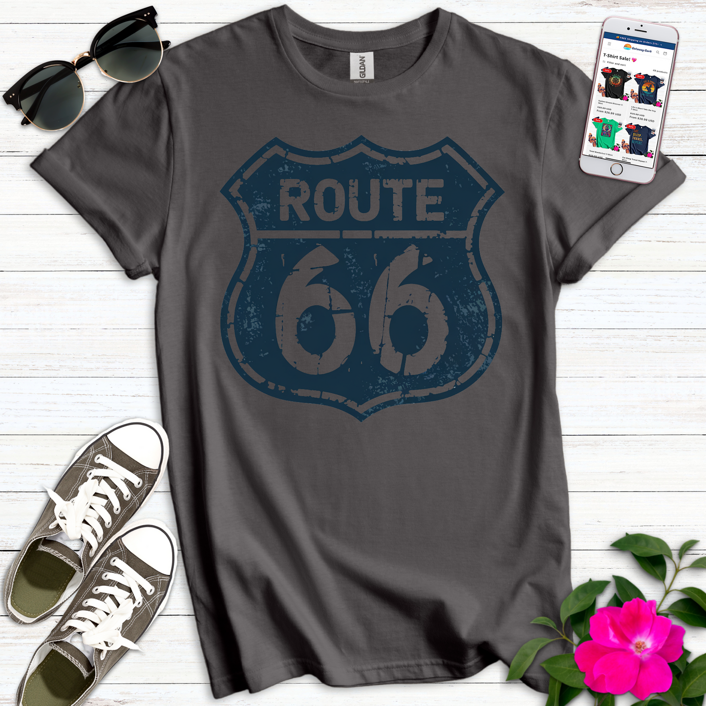 Route 66 Vintage Blues T-Shirt