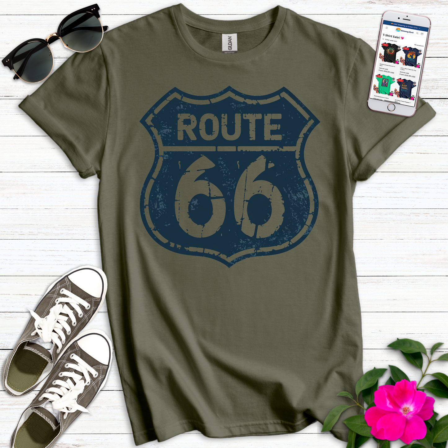 Route 66 Vintage Blues T-Shirt