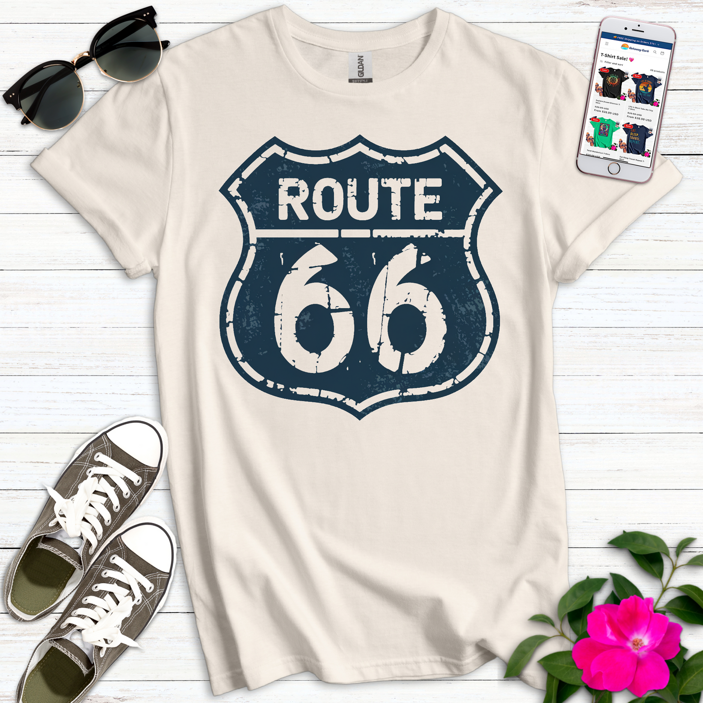 Route 66 Vintage Blues T-Shirt