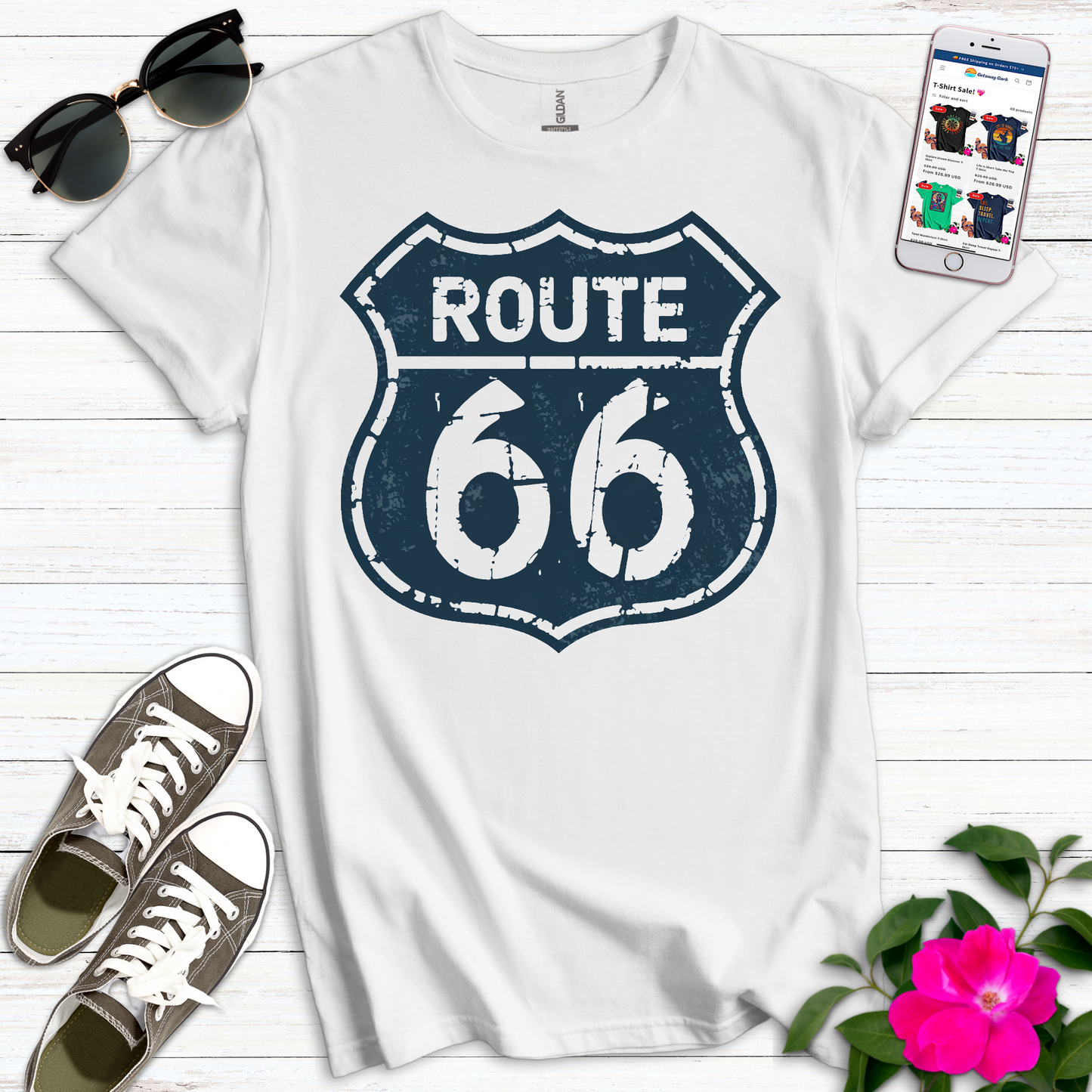 Route 66 Vintage Blues T-Shirt