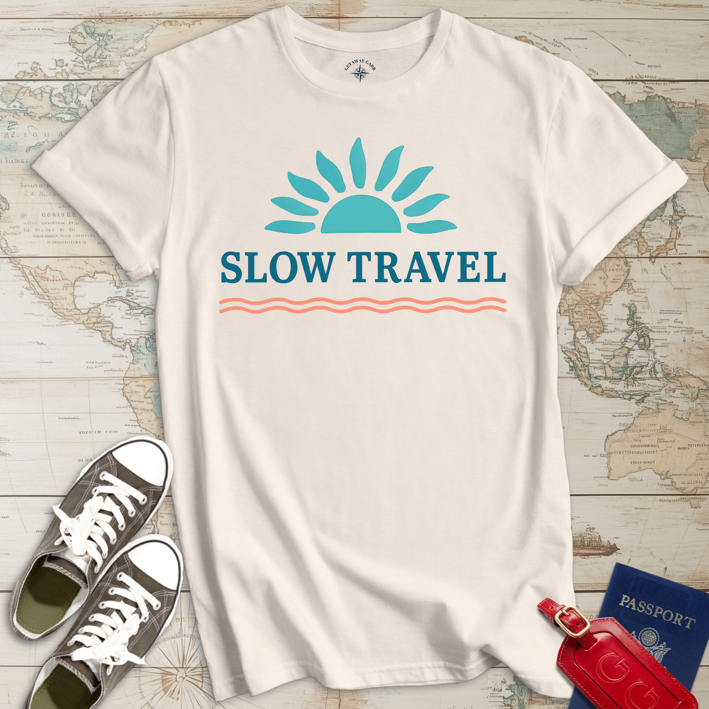 Slow Travel Aqua Teal T-Shirt