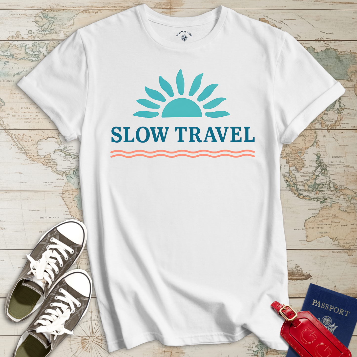 Slow Travel Aqua Teal T-Shirt