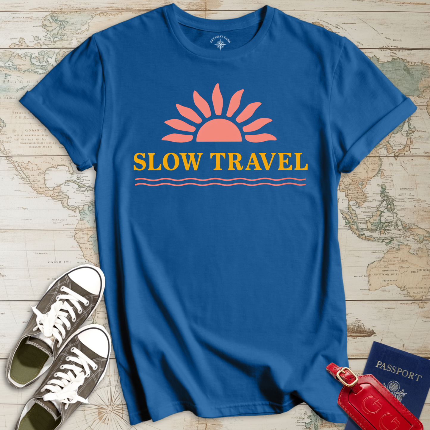 Slow Travel Coral Gold T-Shirt