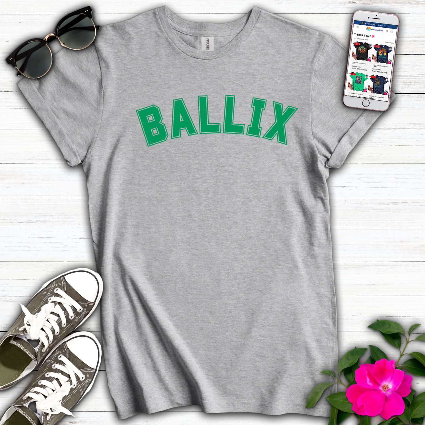 Ballix Green Varsity Letter T-Shirt