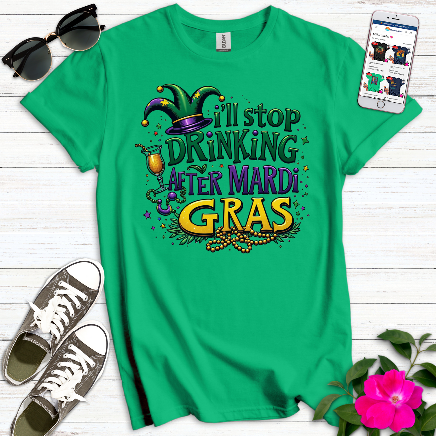 Stop Drinking Mardi Jester T-Shirt