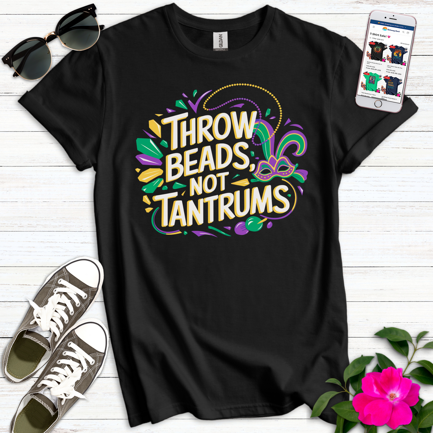 Throw Beads Not Tantrums T-Shirt