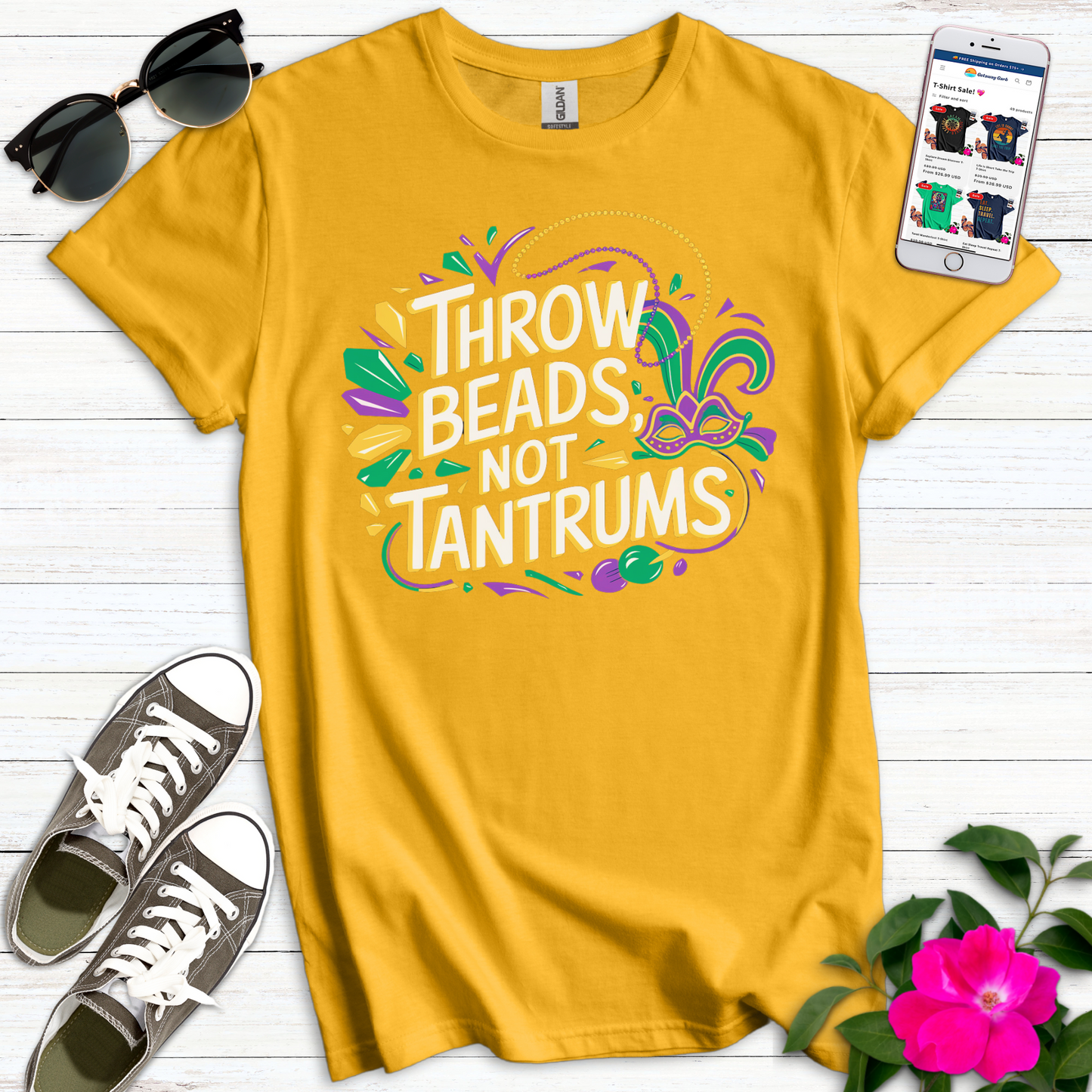 Throw Beads Not Tantrums T-Shirt