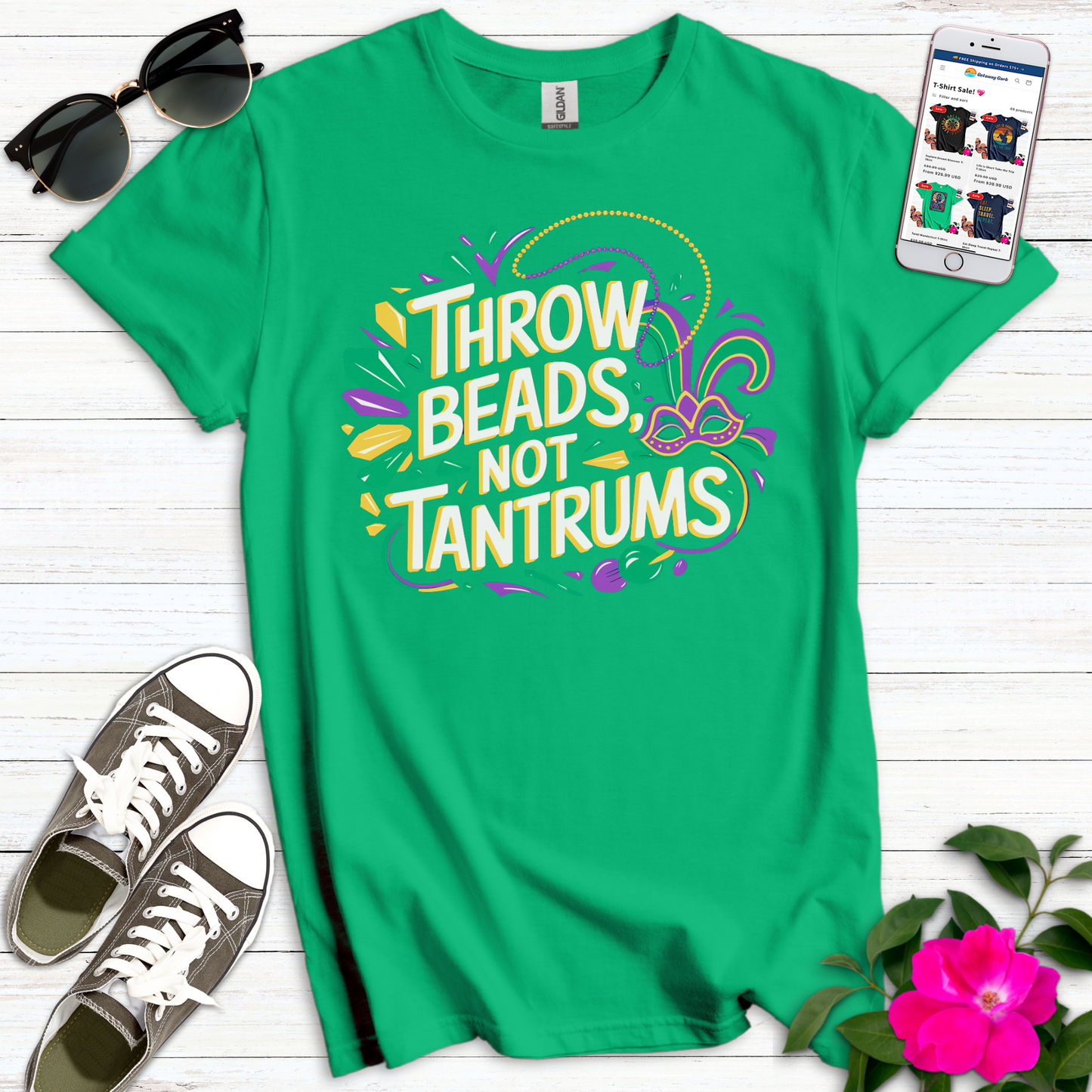 Throw Beads Not Tantrums T-Shirt